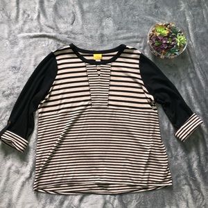 Ruby Rd Black and Tan striped top size XL